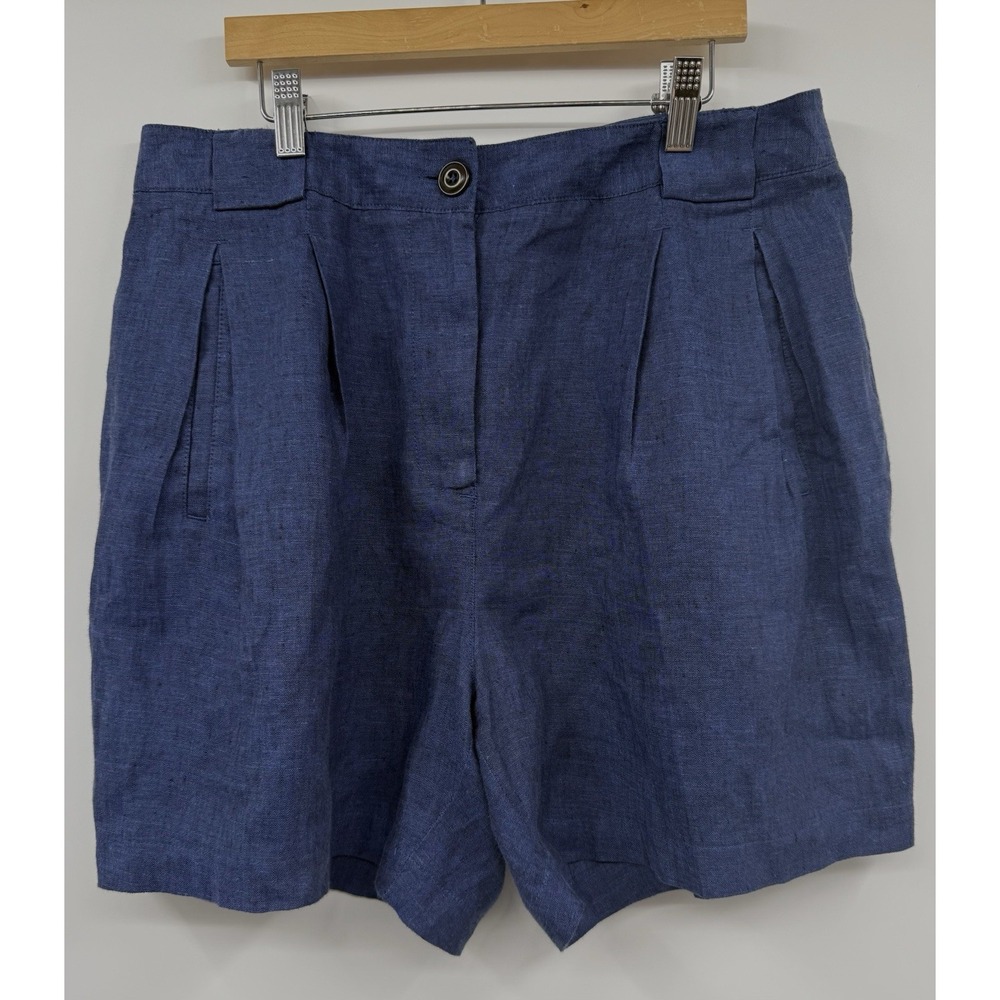 Poetry Linen Shorts Navy Blue Relaxed Casual Nautical Coastal Preppy Vacation